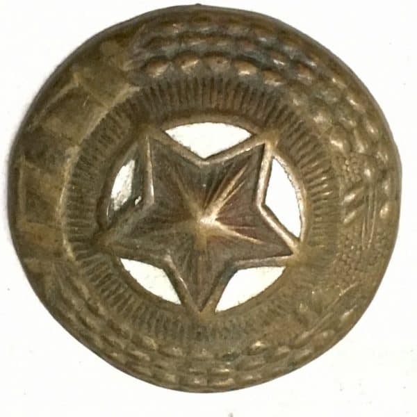 North Korean KPA Large Brass Sew On Cap Badge White Enamel Only