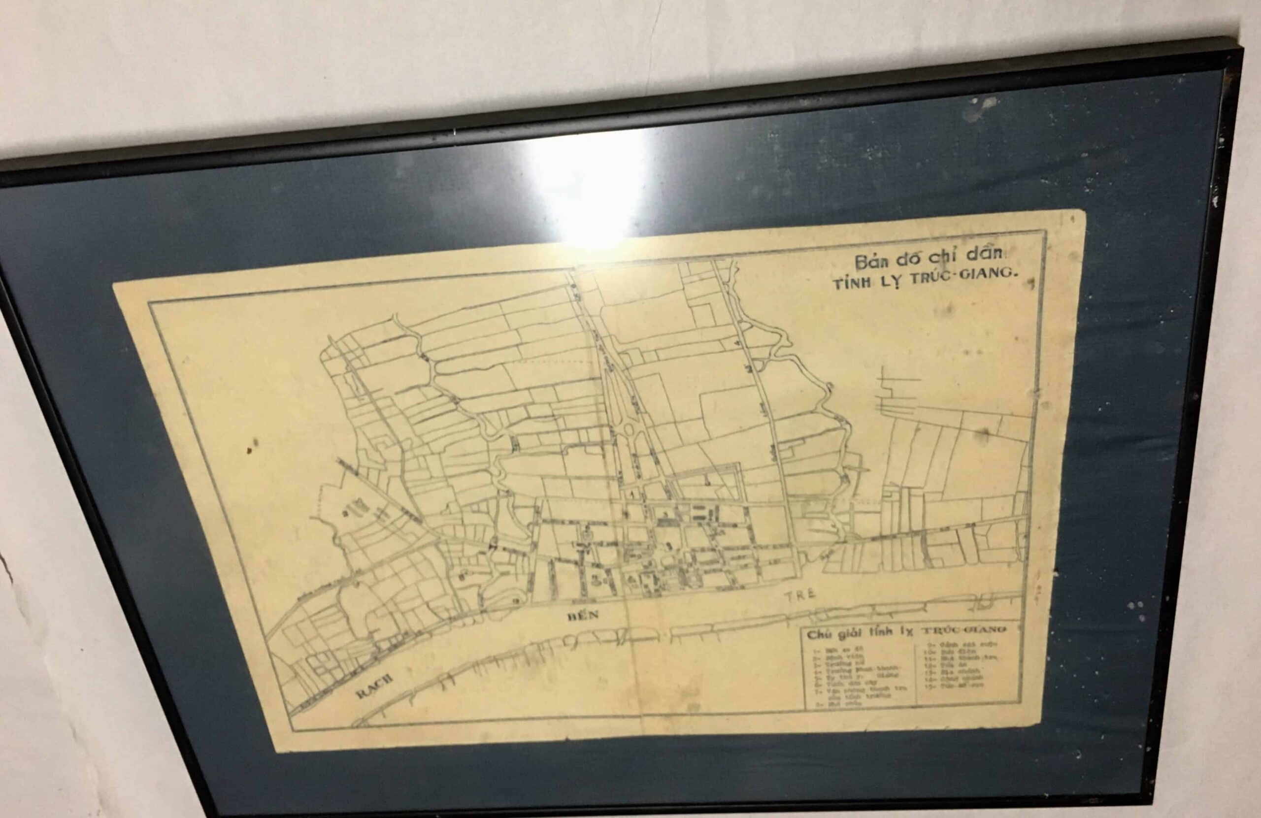North Vietnamese Army Viet Cong Hand Drawn Map Framed