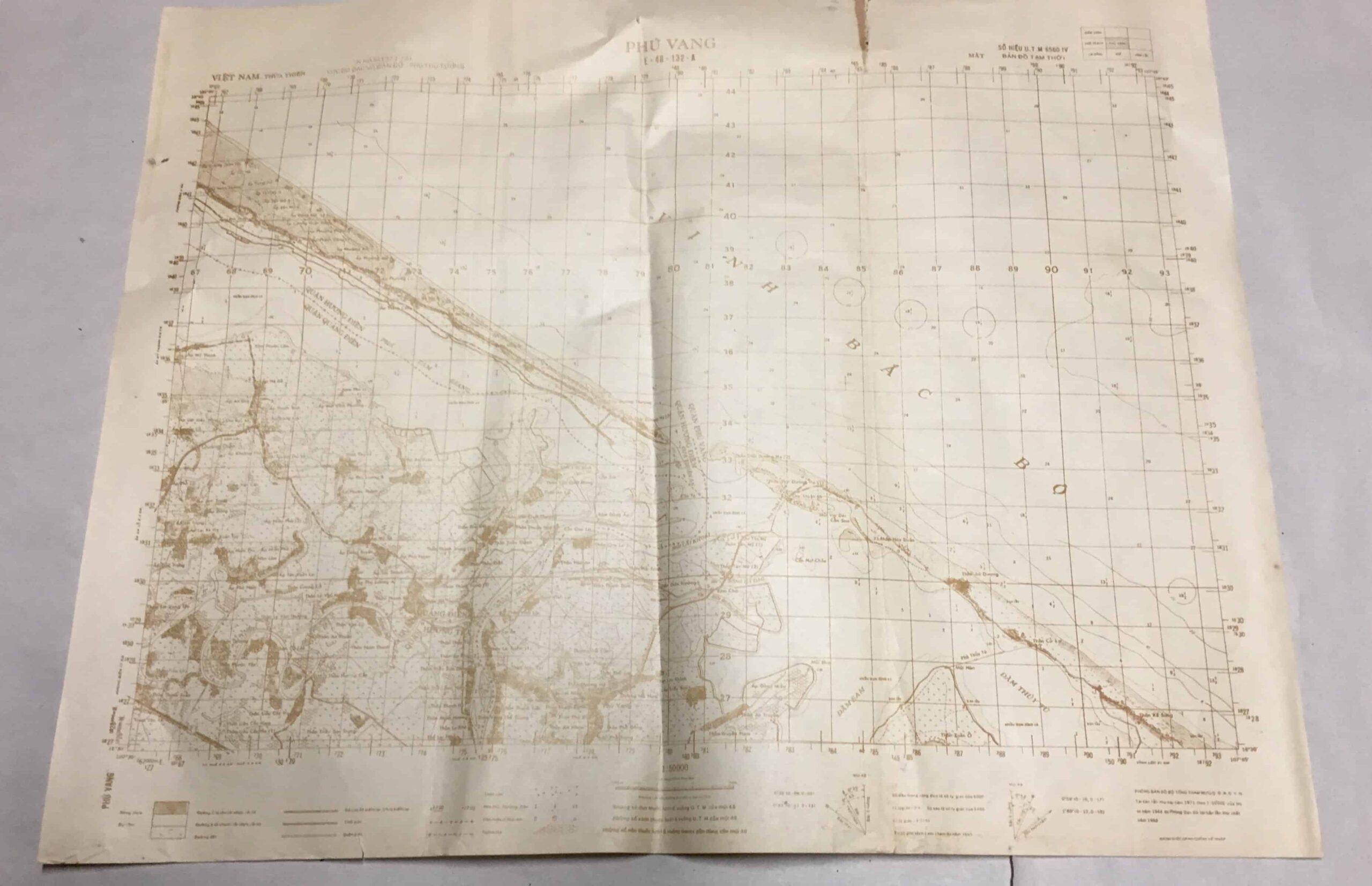 North Vietnamese Army Topographic Grid Map SECRET 1:50,000 PHU VANG