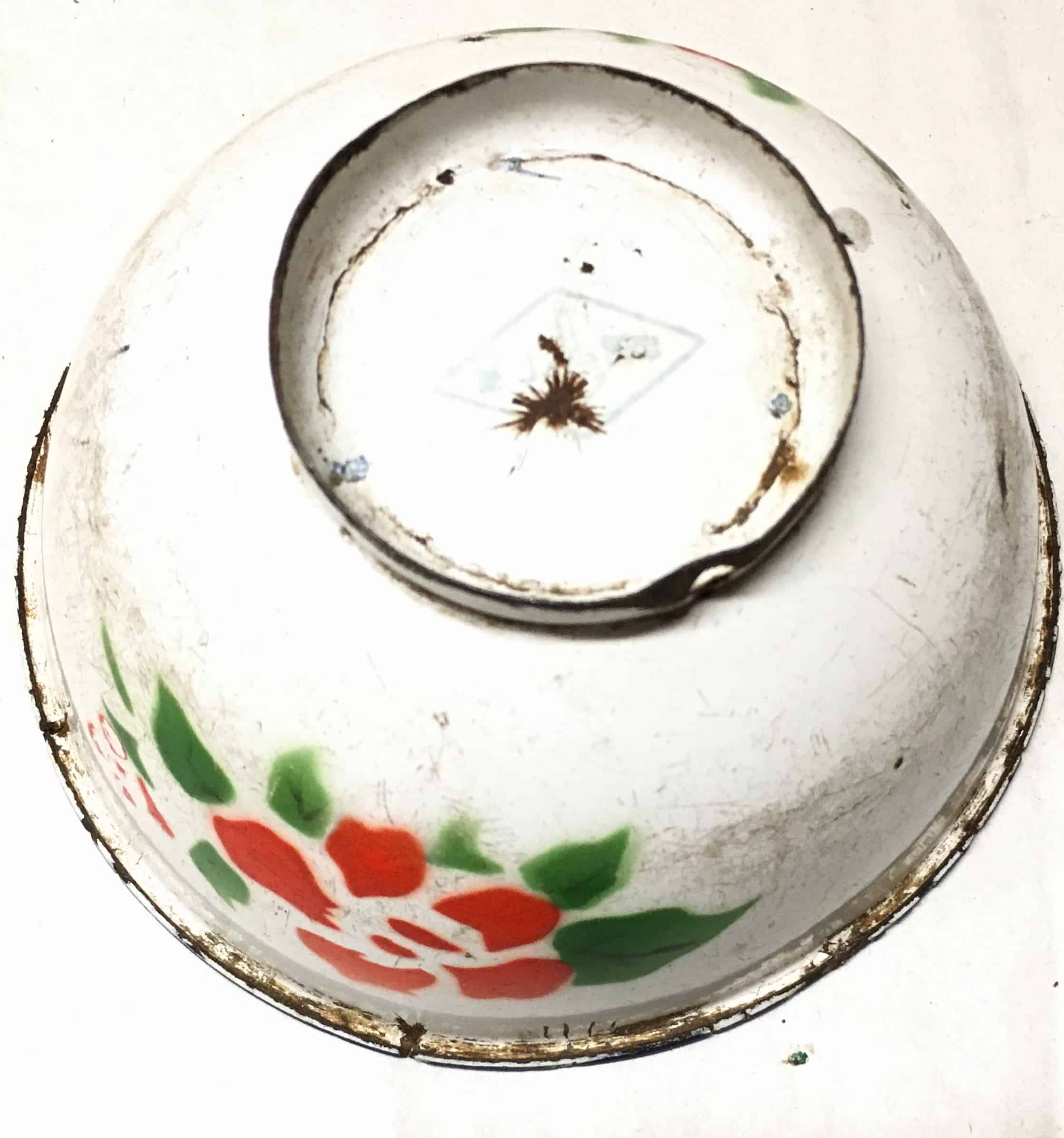 Chinese Korean War Rice and Soup Bowl with Flower