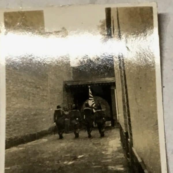 Japanese Army WWII Photograph Honor Guard with Flag and Packs