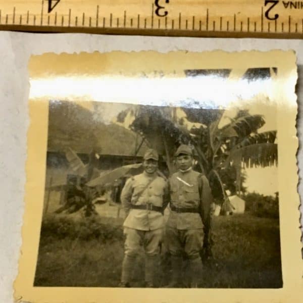 Japanese Army WWII Photograph Soldiers with Palm Trees