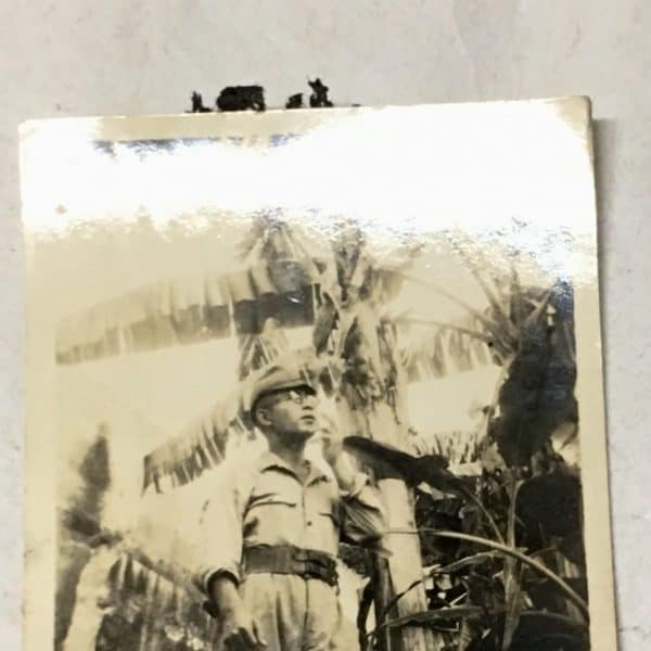 Japanese Army WWII Photograph Officer in Tropical Uniforms with Sword Belt