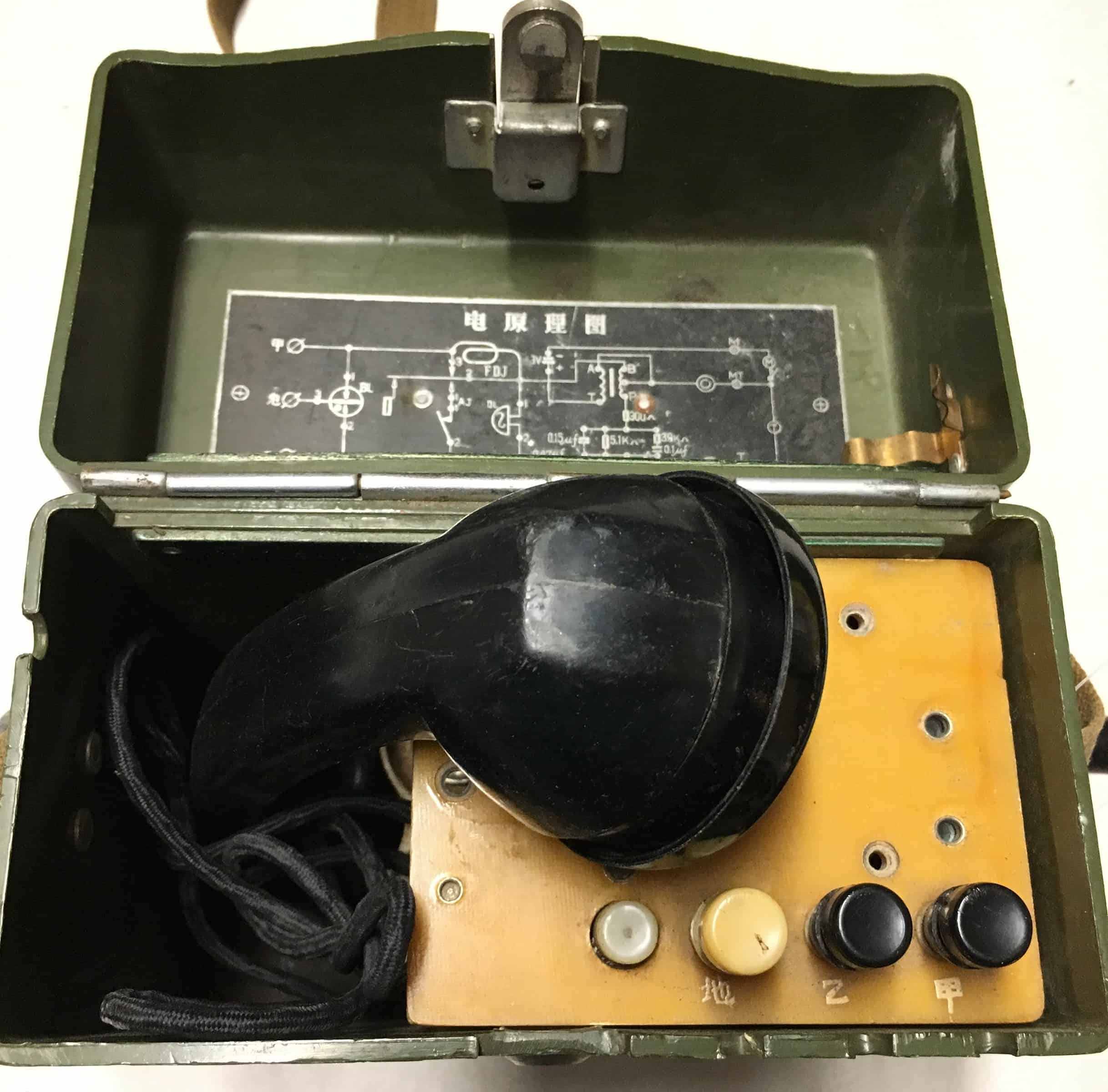 ChiCom North Vietnamese Army Viet Cong Field Telephone with Plastic Case