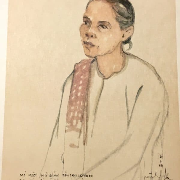 Viet Cong Propaganda Poster Elder Female Guerrilla with Scarf 1964