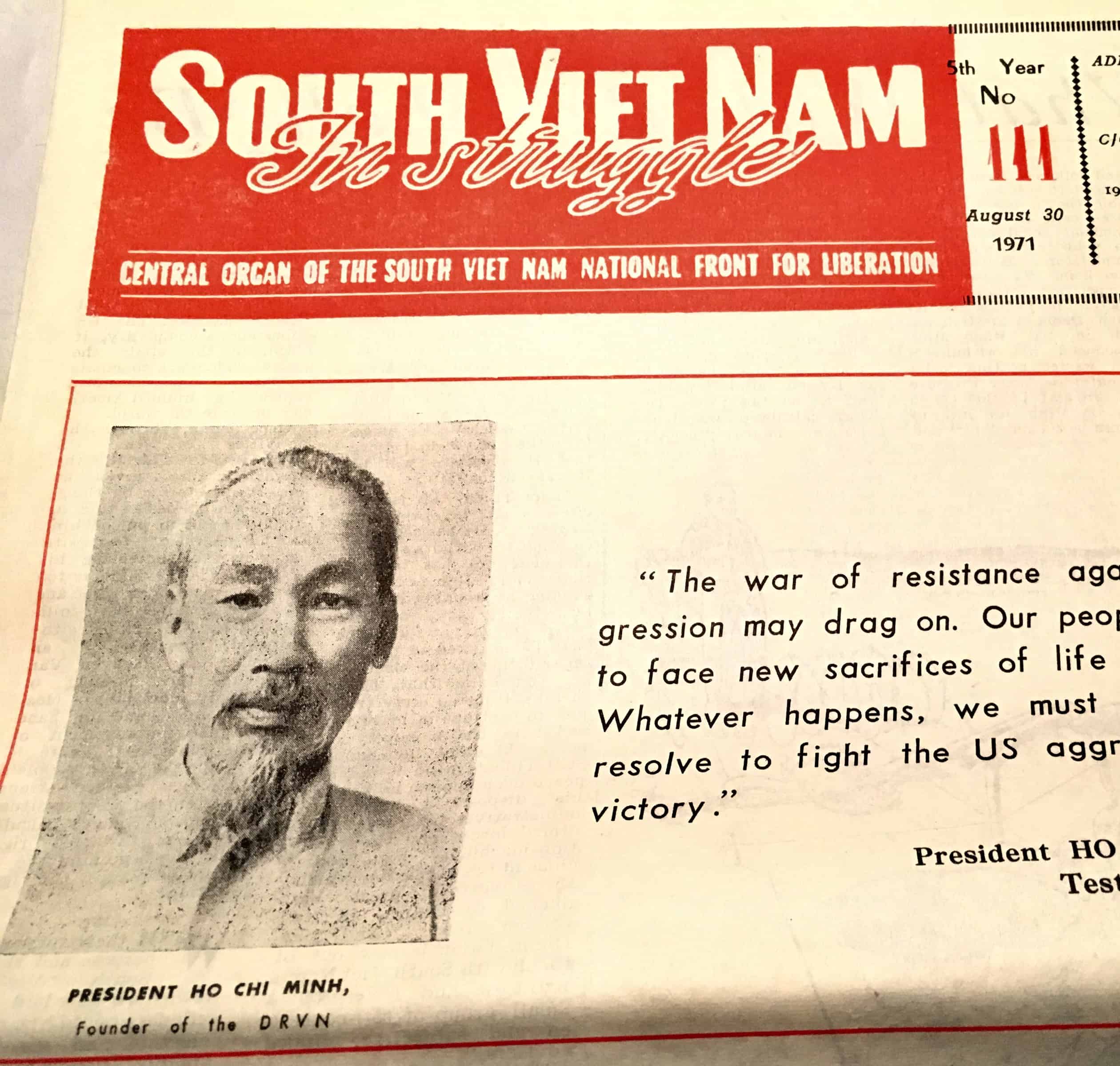 Viet Cong Hanoi Printed Propaganda Newspaper in English August 31, 1971 - Image 2