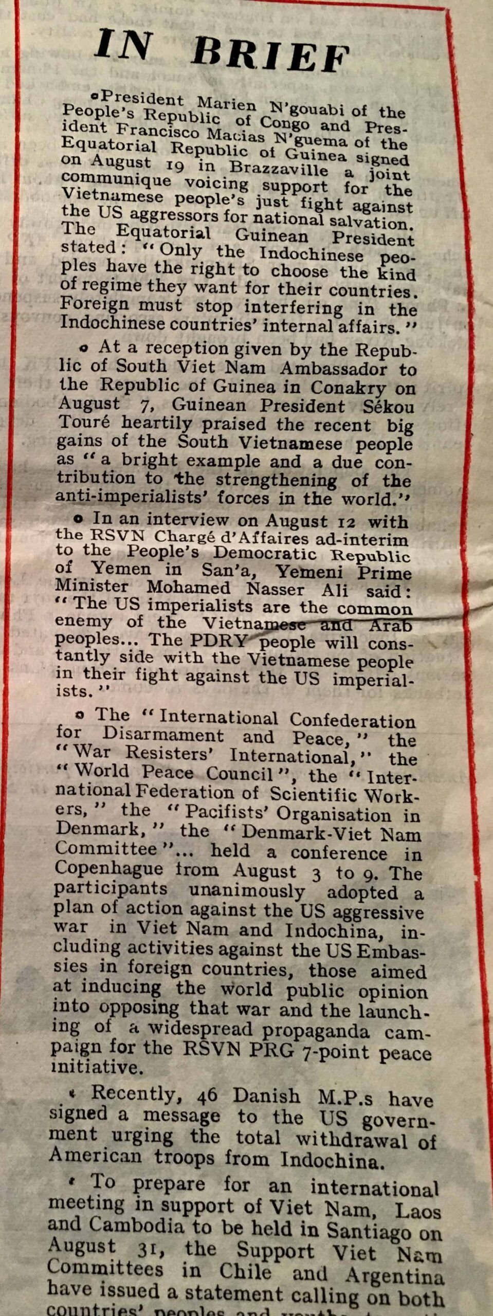 Viet Cong Hanoi Printed Propaganda Newspaper in English August 31, 1971 - Image 3