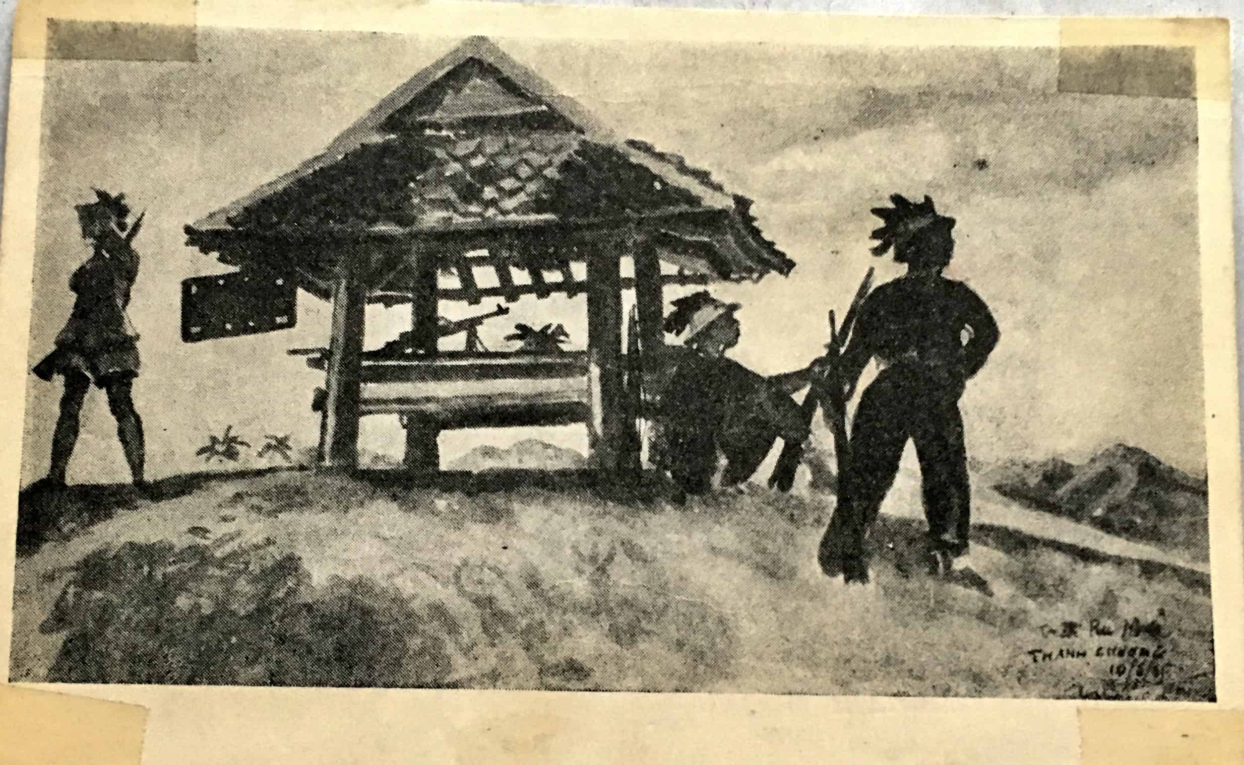 Postcard of Viet Cong Guarding Village with Writing