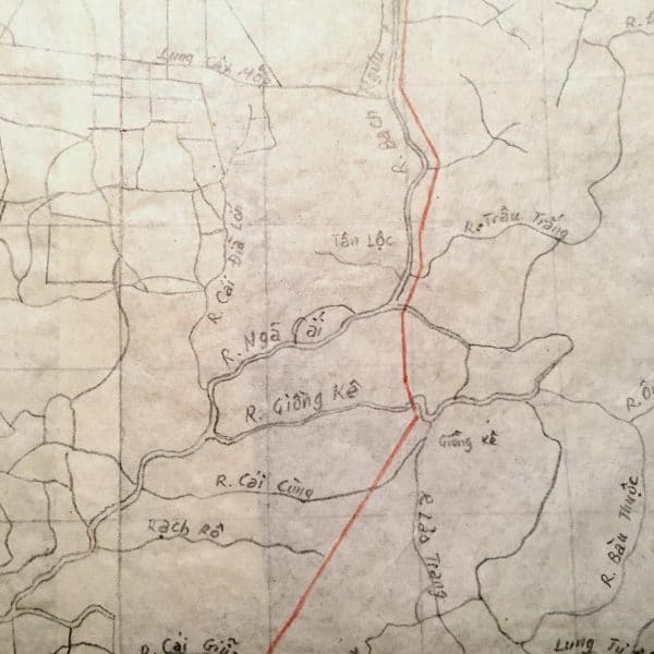 Viet Cong Hand Made Map on Rice Paper Mekong Delta