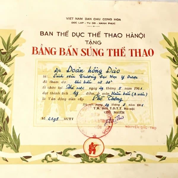 North Vietnamese Army Award Sniper Certificate Hanoi 1961