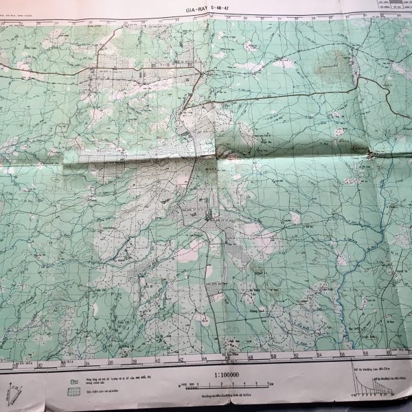 North Vietnamese Army Topographic Grid Map SECRET 1:100,000 MOC HOA Kien Tuong Province & Cambodia