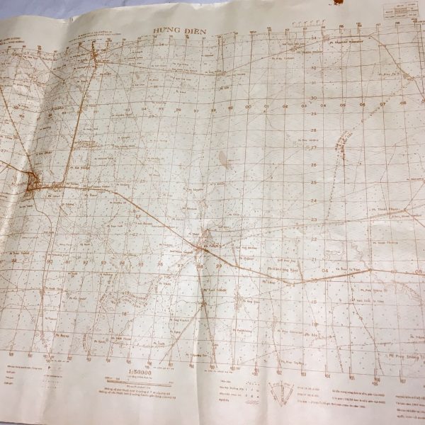 North Vietnamese Army Topographic Grid Map SECRET 1:50,000 Hung Dien Kien Tuong Cambodia