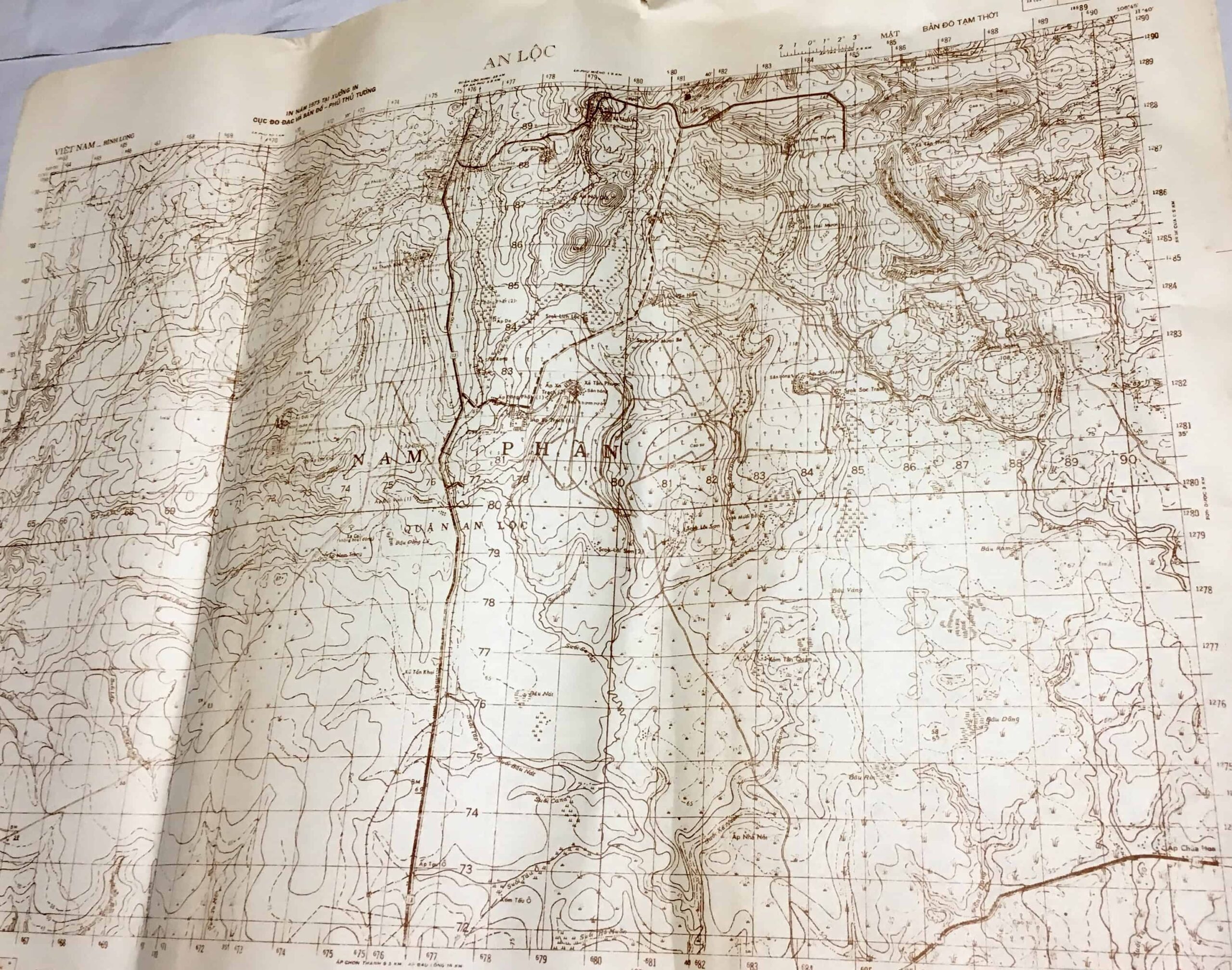 North Vietnamese Army Topographic Grid Map SECRET 1:50,000 An Loc Binh Long