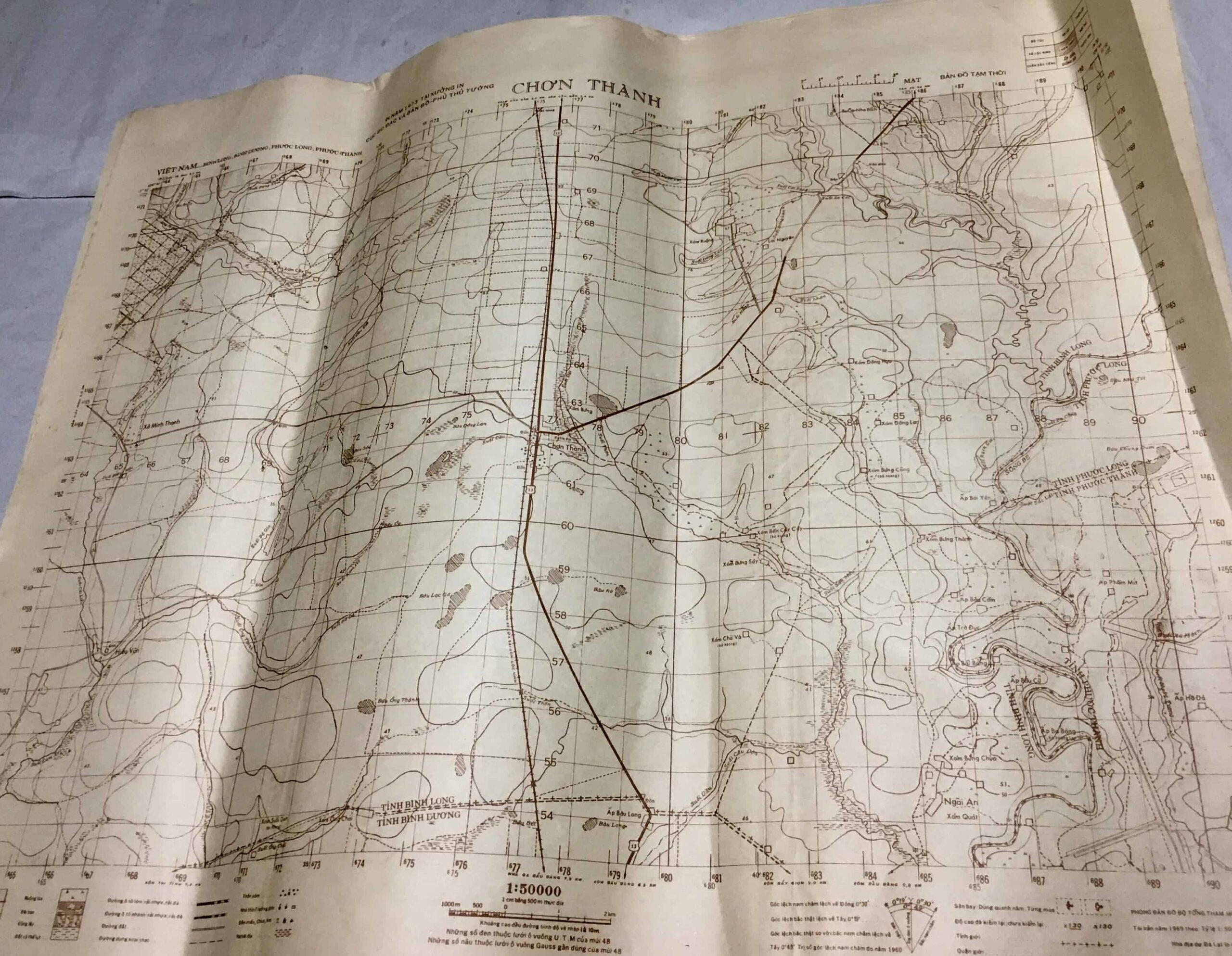 North Vietnamese Army Topographic Grid Map SECRET 1:50,000 Chon Thanh Binh Long Bien Duong Phuoc Long Phuoc Thanh