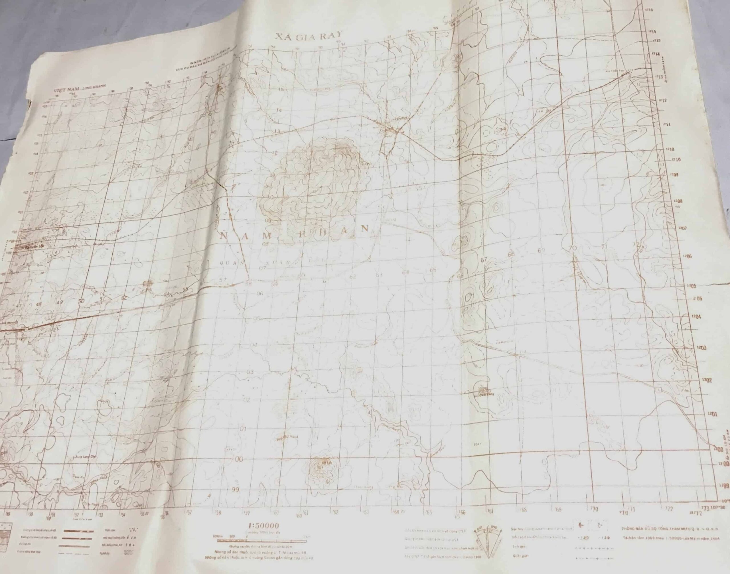North Vietnamese Army Topographic Grid Map SECRET 1:50,000 XIA GIA RAY Long Khanh