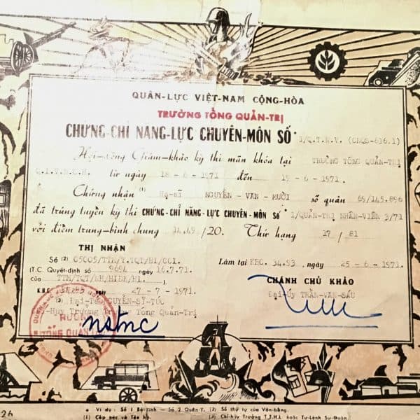 ARVN Award Certificate 1971