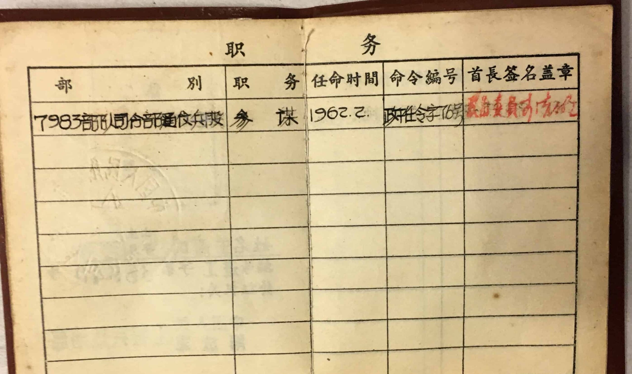 Chinese PLA Identification Booklet 1962 - Image 5