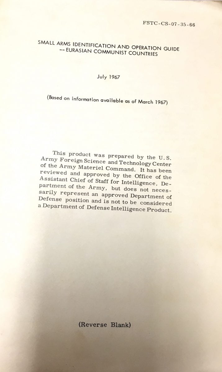 US Military Intelligence Manual on the Communist Small Arms ...