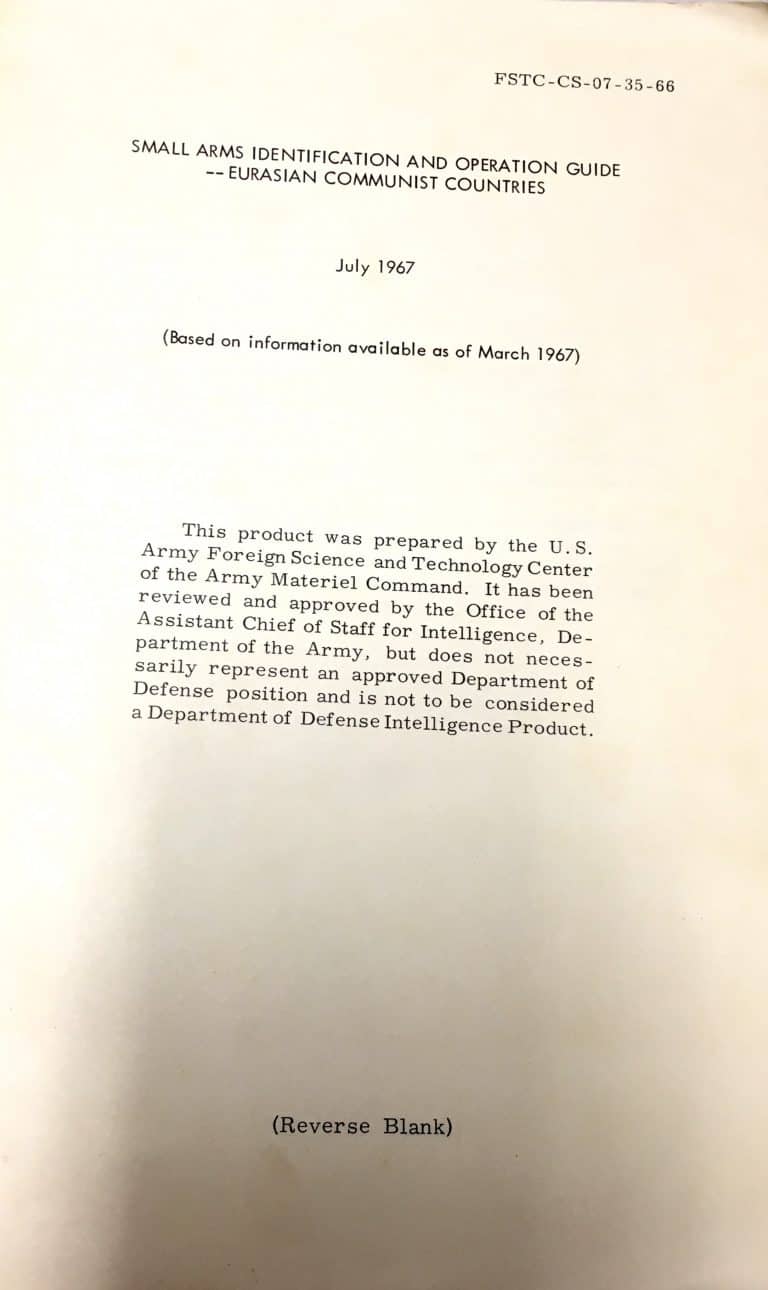US Military Intelligence Manual on the Communist Small Arms ...
