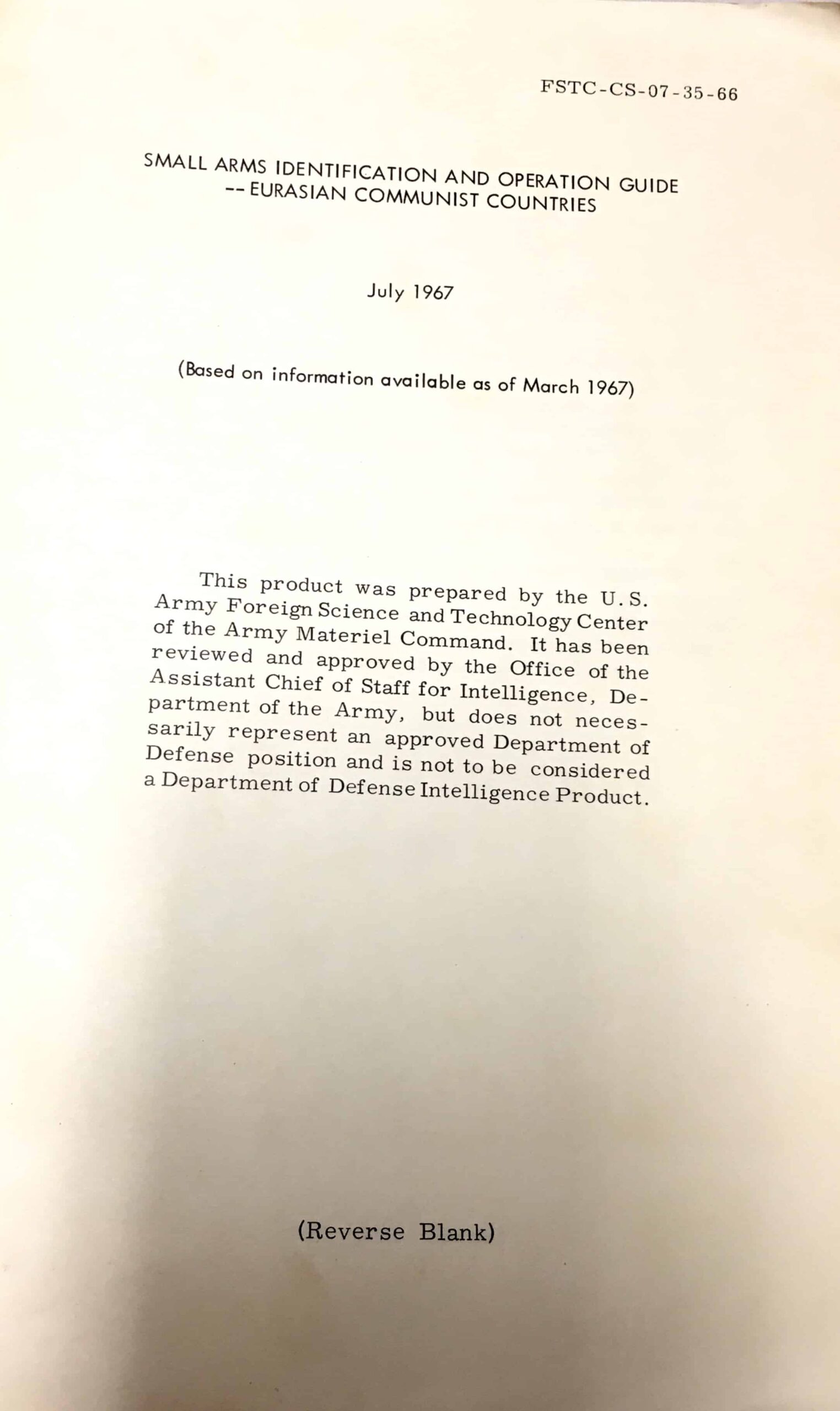 US Military Intelligence Manual on the Communist Small Arms ...