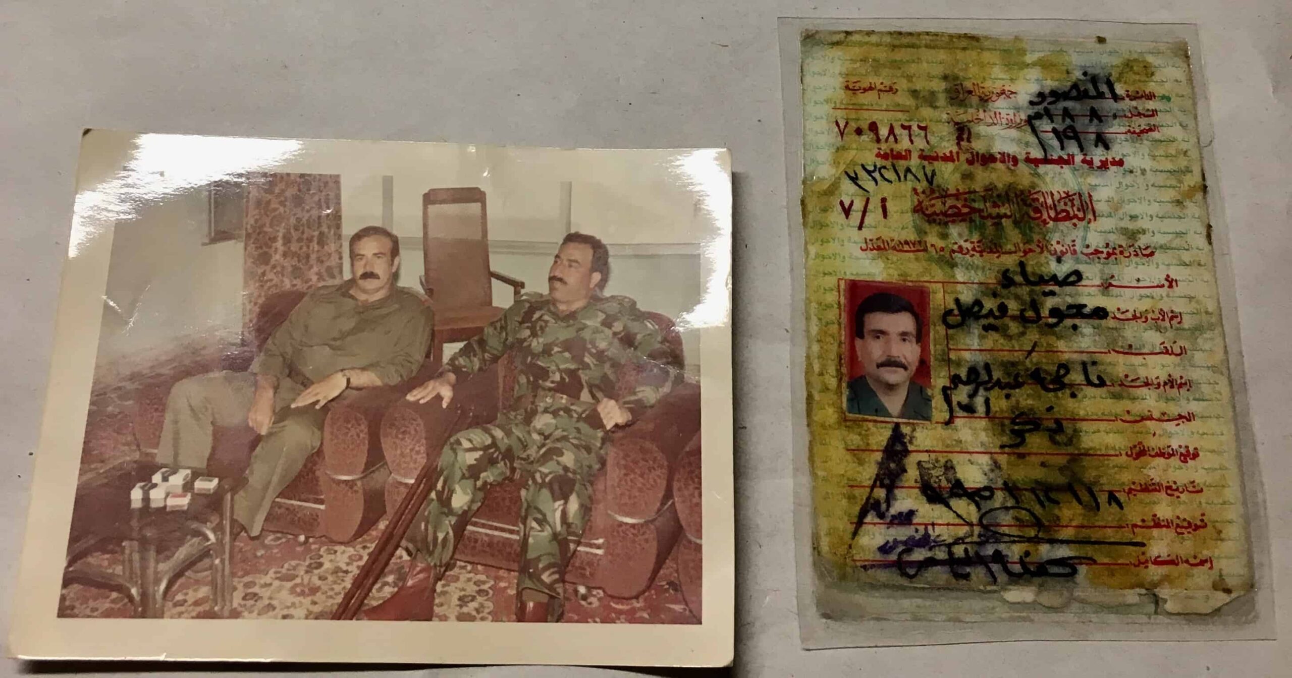 Large Framed Portrait of Saddam Hussein's Cousin an Iraqi General with his ID Card - Image 2