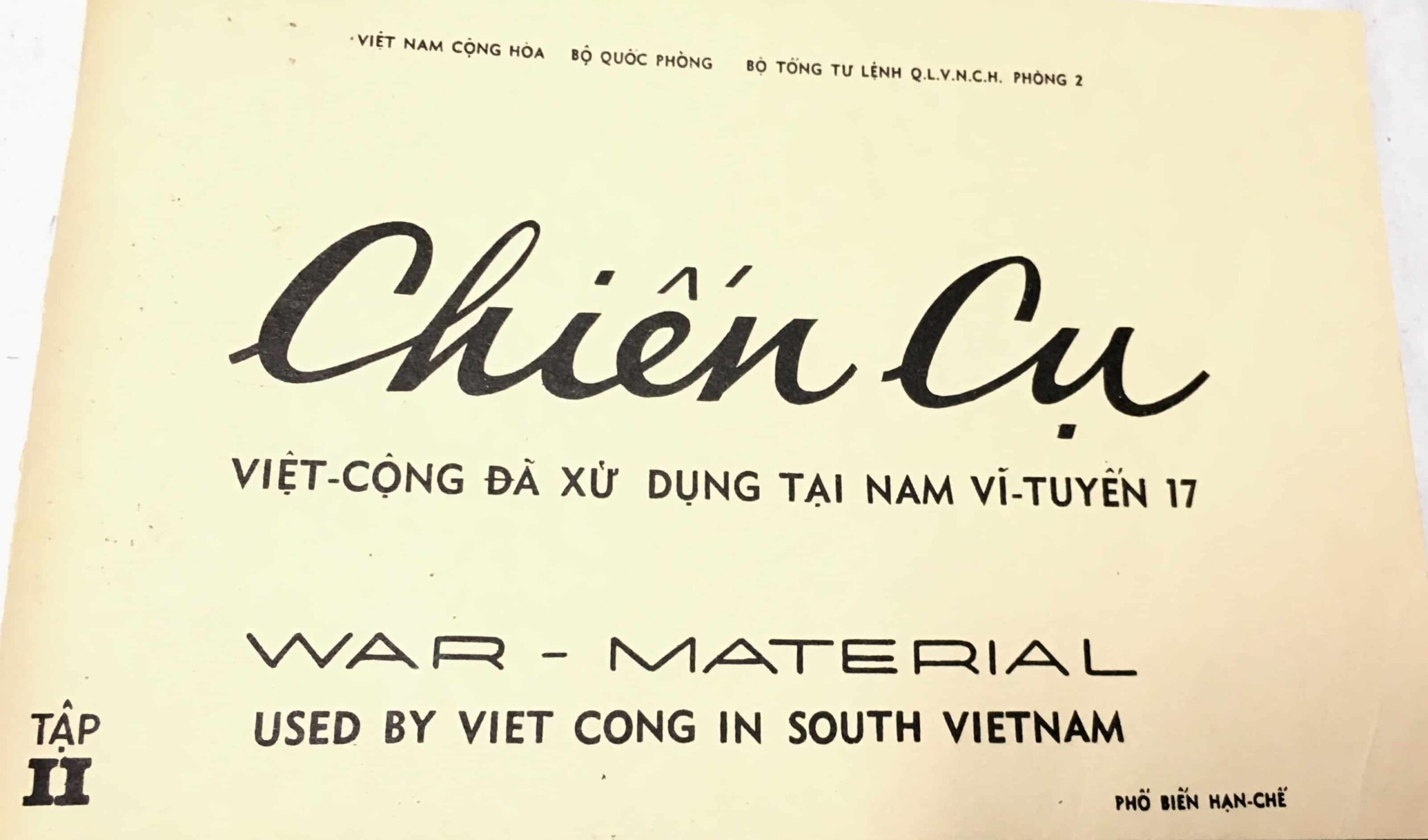 US ARVN Manual on Viet Cong War Material