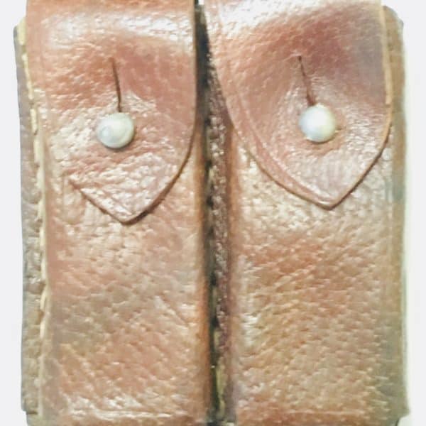 North Vietnamese Army Made Tokarev K-54 Pigskin Ammo Pouch Cast Aluminum Studs