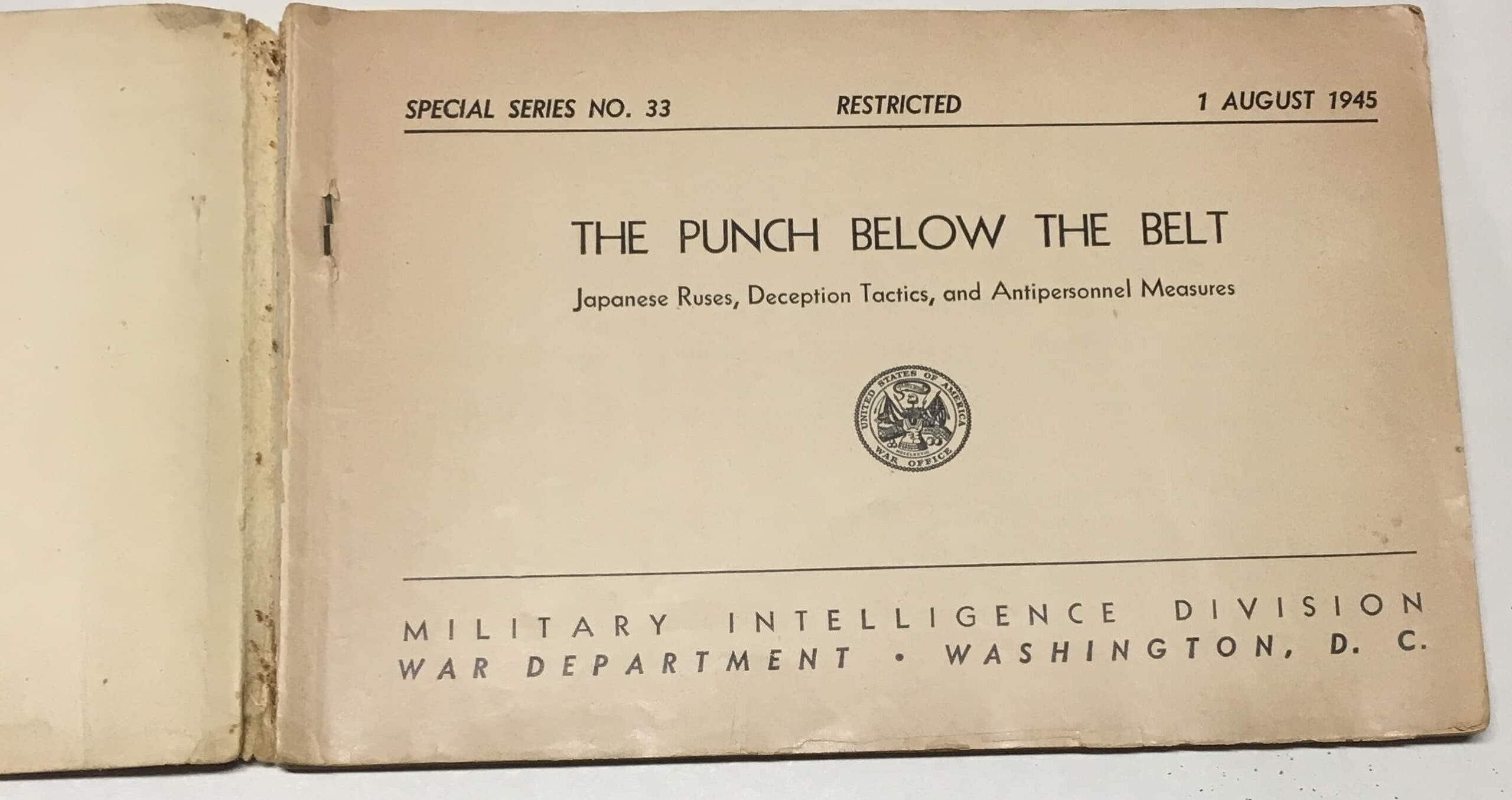 US WW2 Intelligence Manual on Japanese Military 1945 Punch Below the ...