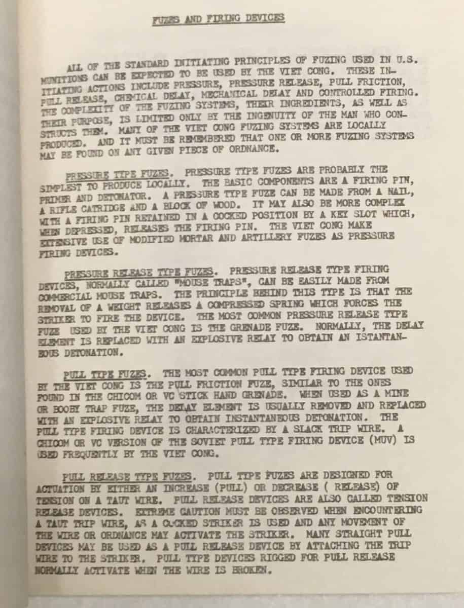 USMC Intelligence Manual on Viet Cong Mine Warfare - Enemy Militaria