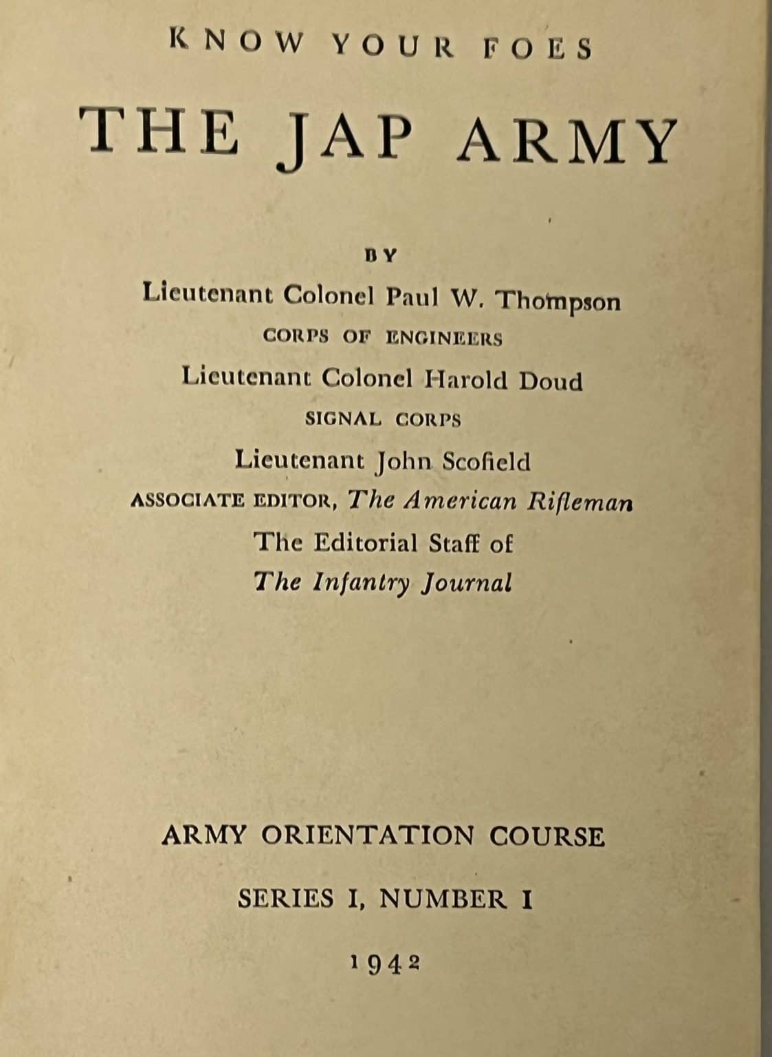 WW2 US 1942 Intelligence Manual the Japanese Army - Enemy Militaria