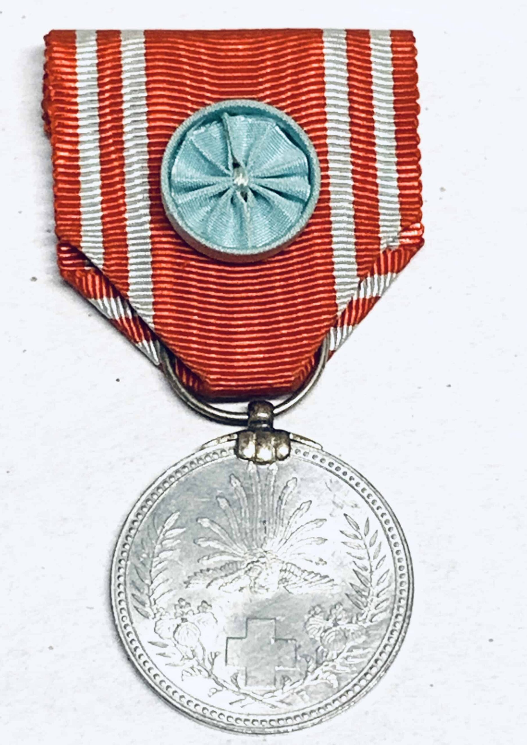 Japanese WW2 Red Cross Order Medal with Blue Rosette