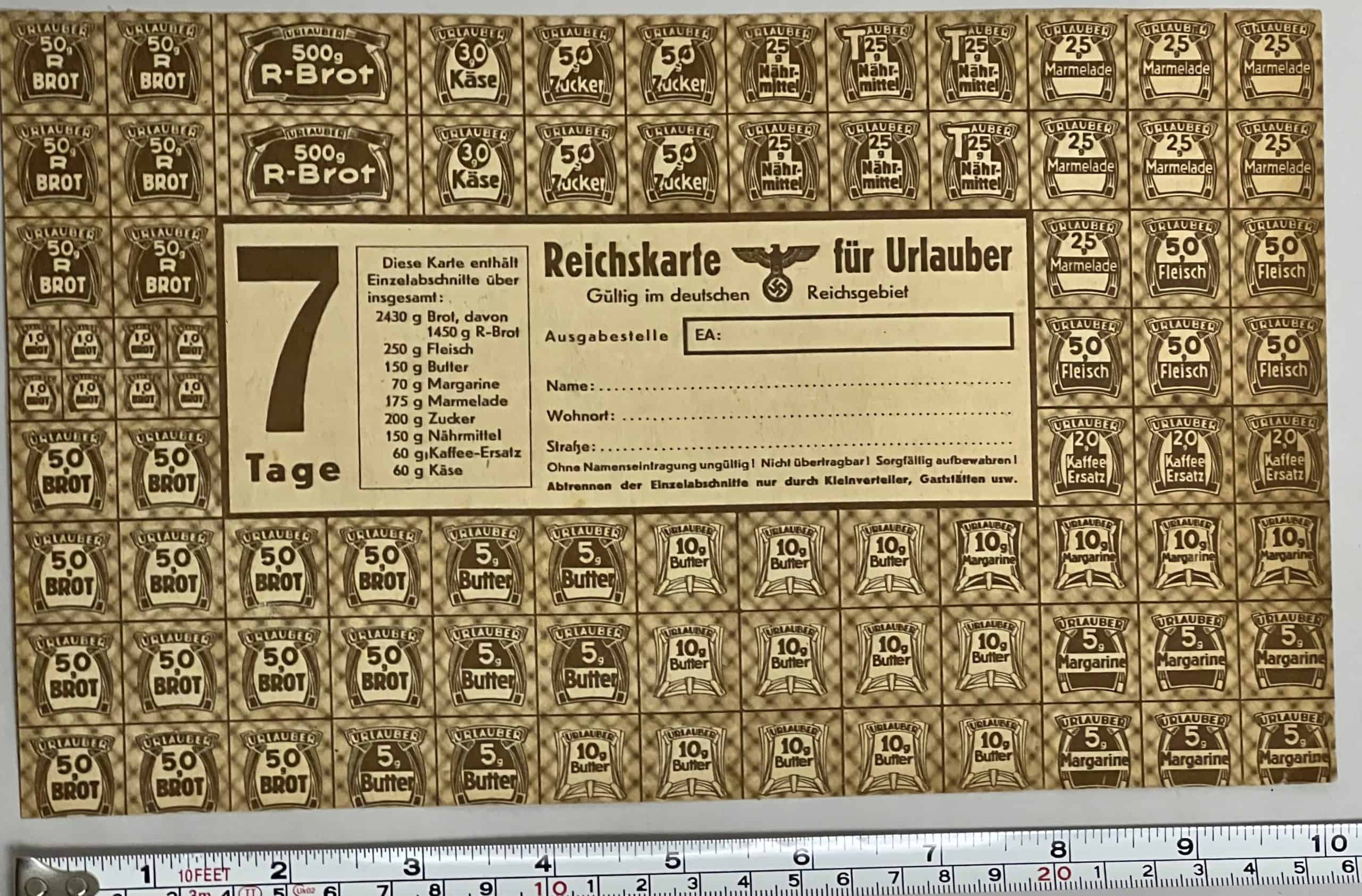 German WW2 Food Ration Stamps