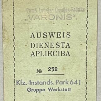 German WW2 ID Book Issued to Latvian Forced Laborer October 1944
