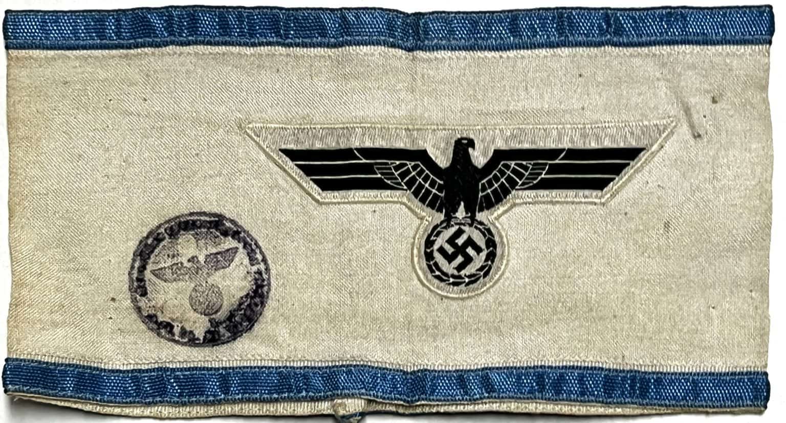 WW2 German Armband Blue Trim Enemy Militaria