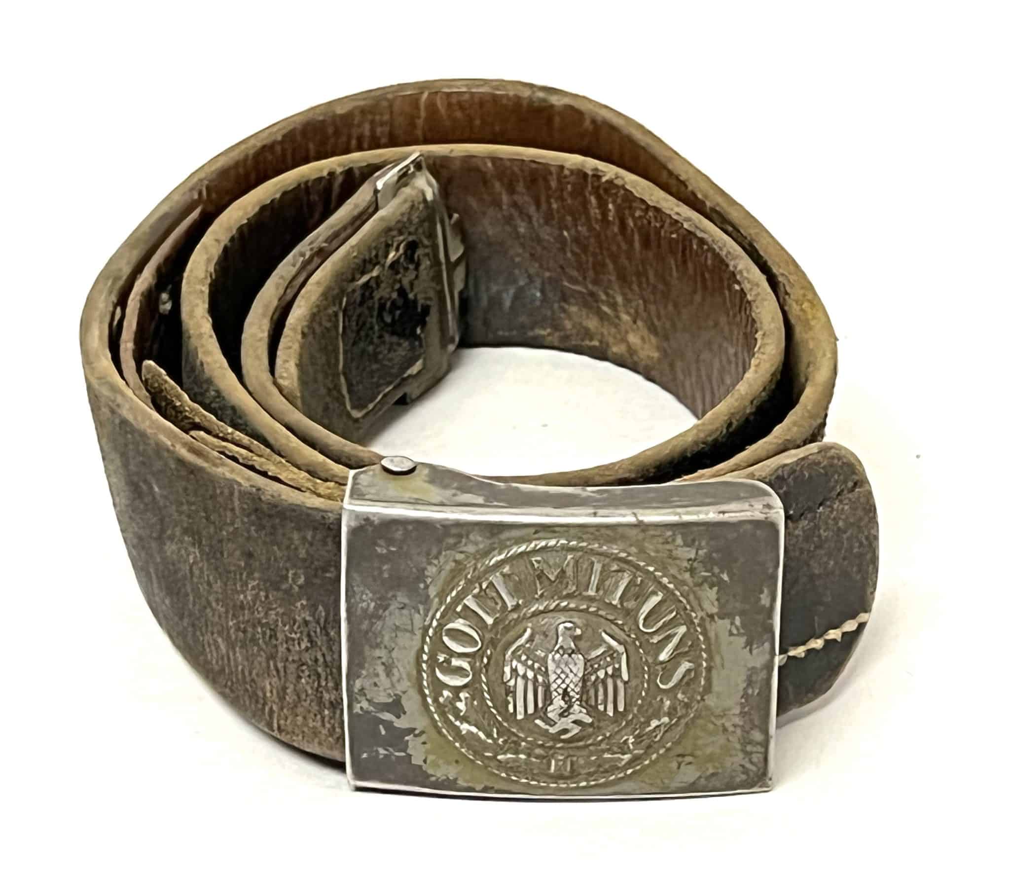 Original Bundeswehr Army Leather Belt – Adjustable, Black, Military Style For Men (70-150cm)