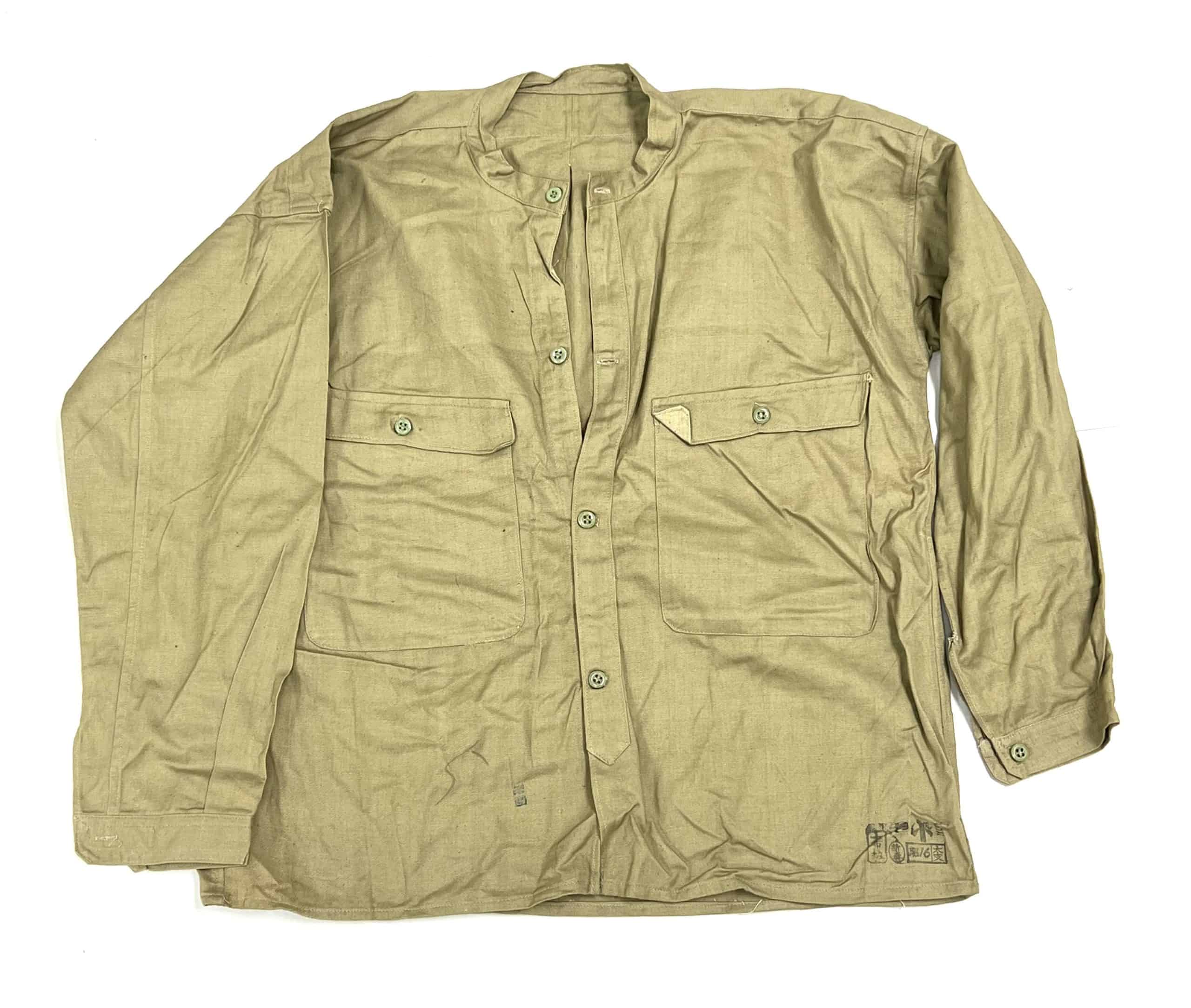 TOKIHO シャツ トキホ susuri mittan military WW2 Japanese Army Enlisted Collarless Tropical Shirt Dated 1941