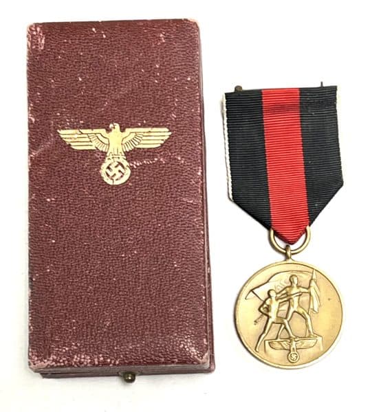 WW2 German Cased Czechoslovakian Anschluss Medal with Ribbon