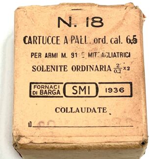 WW2 Italian 6.5mm Ammunition on Stripper Clips Sealed in the Box dated 1936
