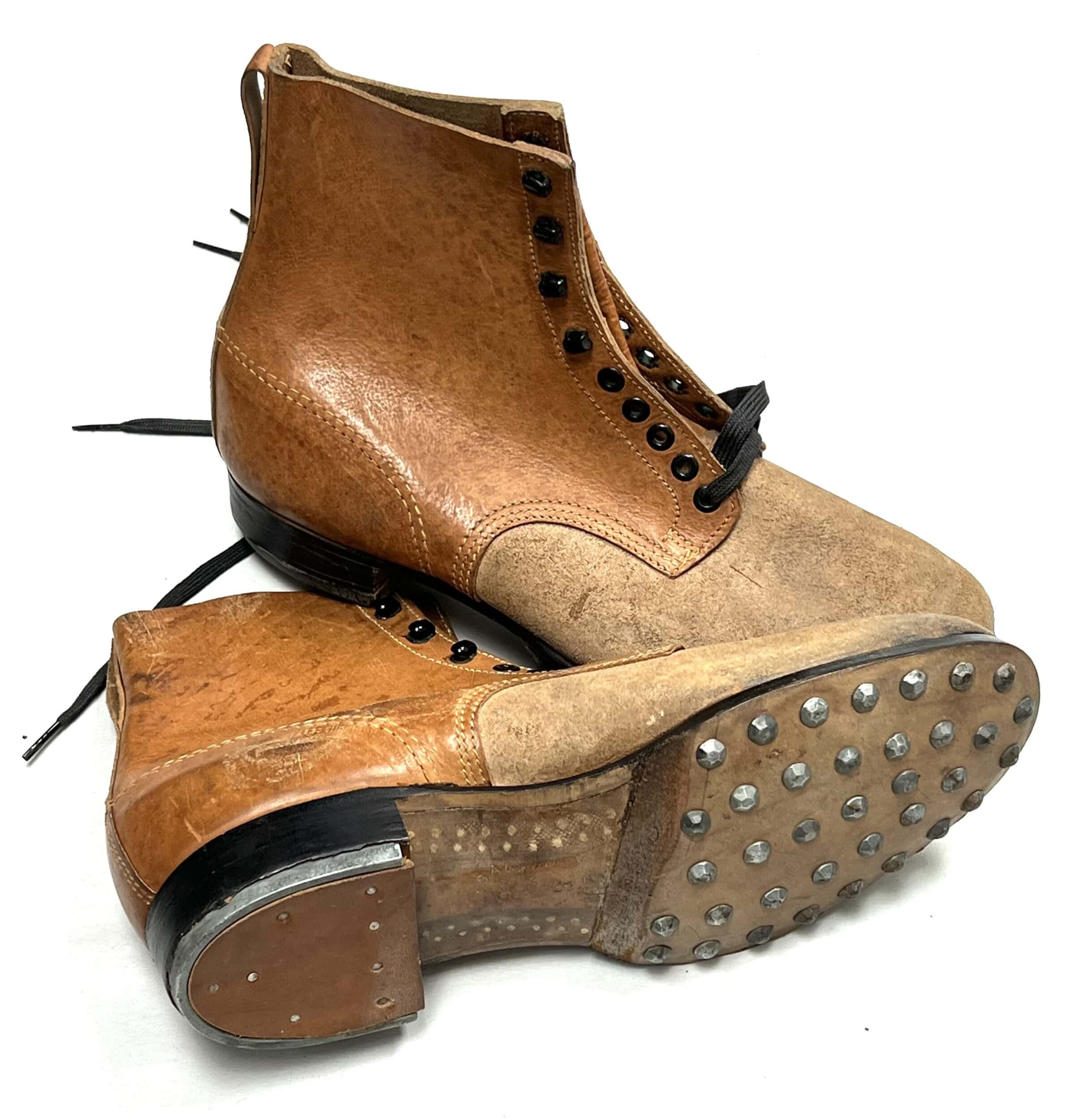 WW2 German Enlisted Combat Shoes Brown Unissued Marked - Enemy Militaria