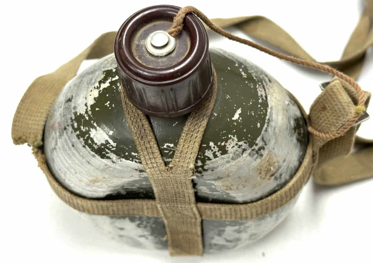 North Vietnamese Army Shrapnel Damaged Canteen with Harnes - Enemy