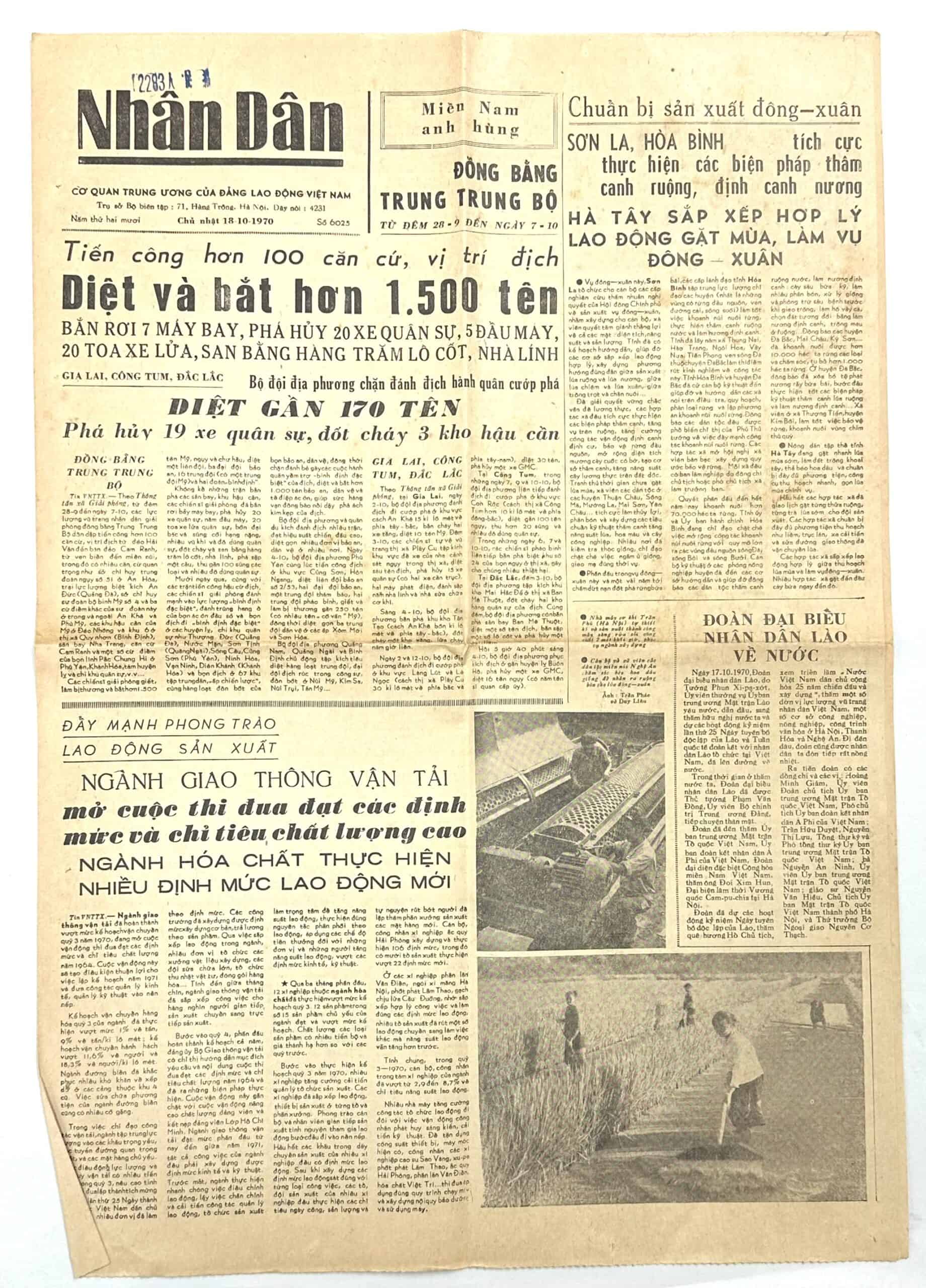 North Vietnamese Army Newspaper October 18, 1970 References Nixon - Image 3