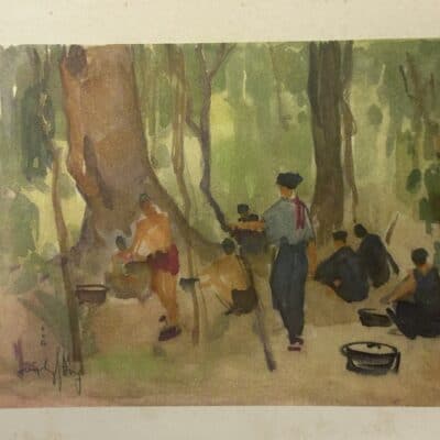 Viet Cong Propaganda Poster 1966 - Guerrillas Making Breakfast