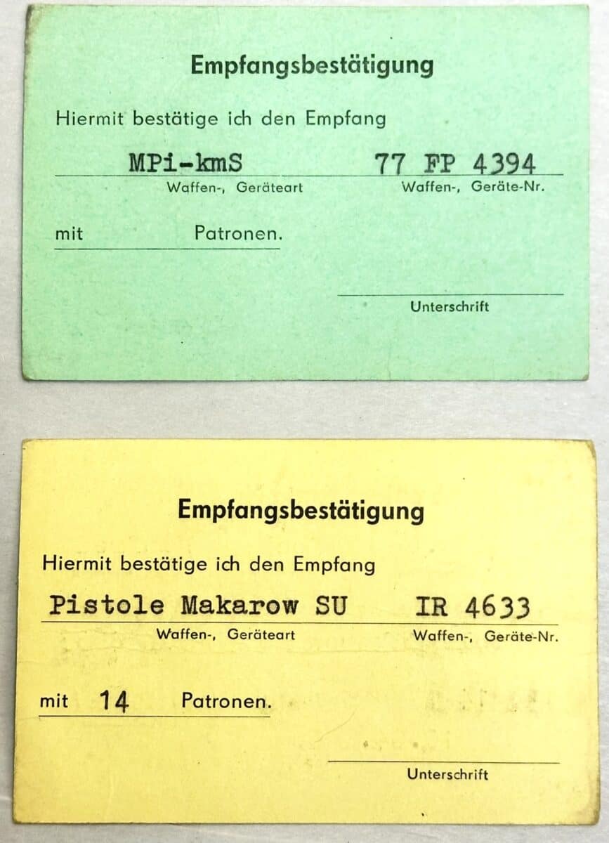 Weapons Card East German 1981 Soldiers Weapons Card for AK47 & Makarov - Enemy Militaria