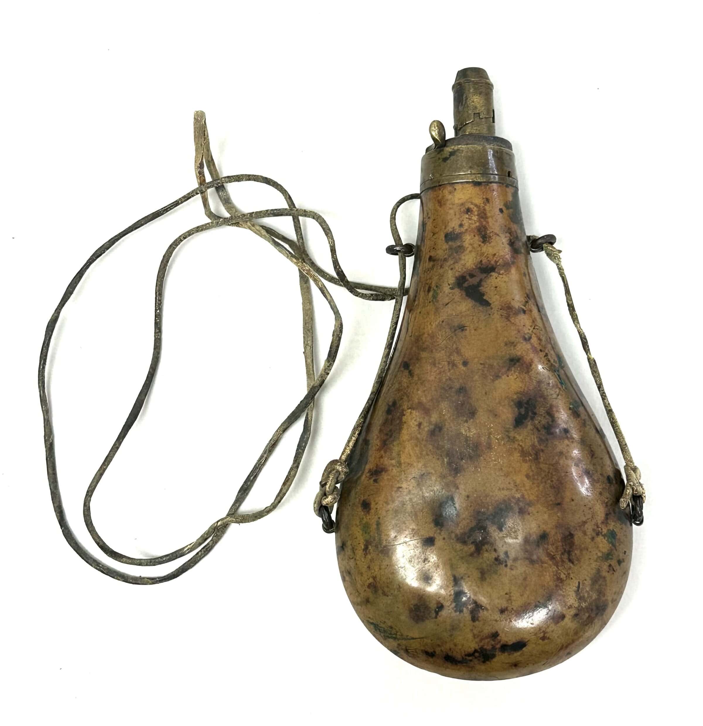 US Mid 1800s Powder Flask with Shoulder Thong