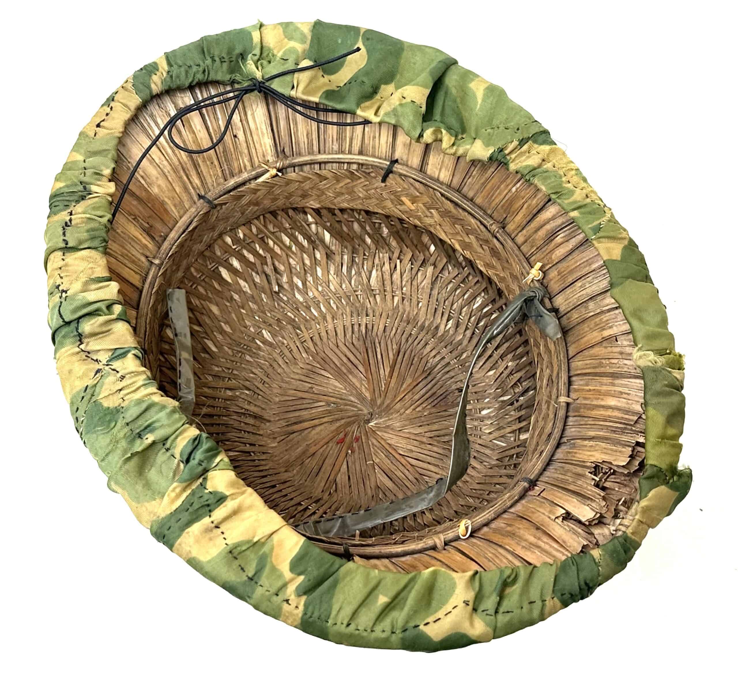 Viet Minh Viet Cong Mainforce Palm Frond & Bamboo Reed Helmet with Camouflage Cover - Image 2