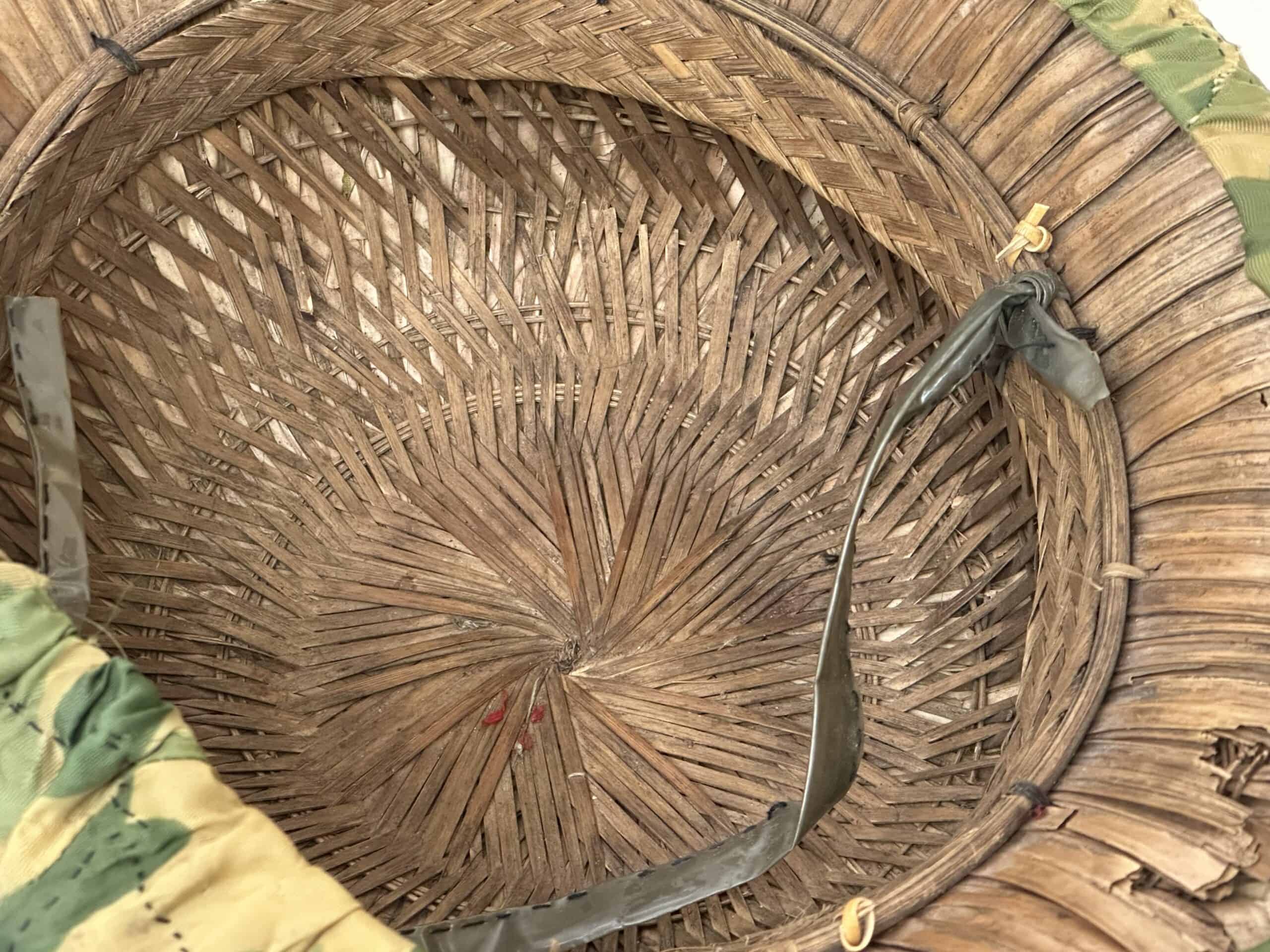 Viet Minh Viet Cong Mainforce Palm Frond & Bamboo Reed Helmet with Camouflage Cover - Image 11
