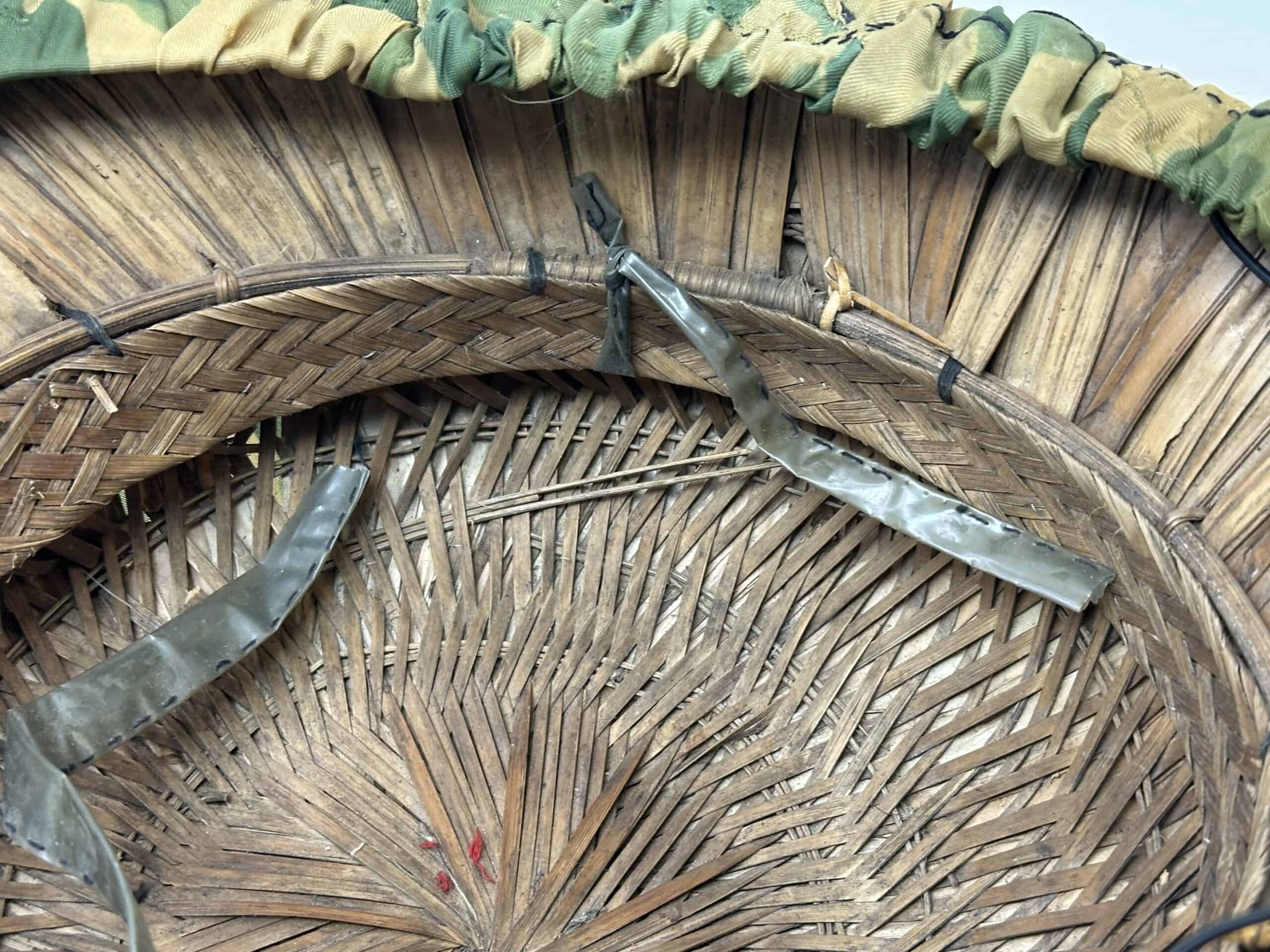 Viet Minh Viet Cong Mainforce Palm Frond & Bamboo Reed Helmet with Camouflage Cover - Image 13