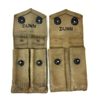 US WW1 M1911 Magazine Pouches Pair Both Named to DUNN