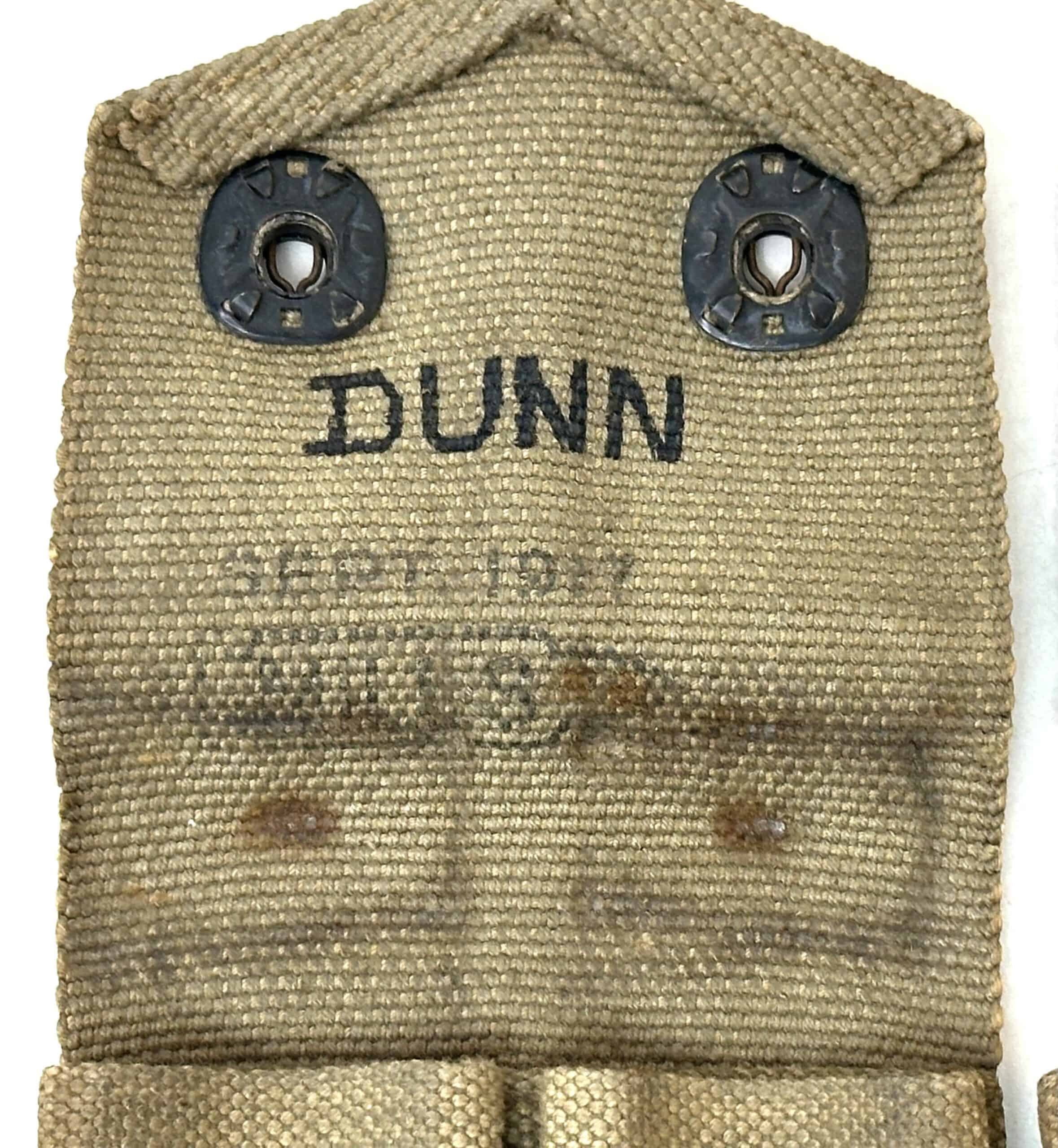 US WW1 M1911 Magazine Pouches Pair Both Named to DUNN - Image 2