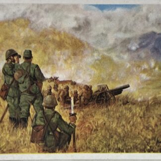 WW2 Japanese Water Color Postcard Artillery Battery